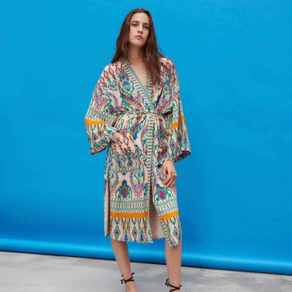 Zara Long Printed Jacket - Multi Colored NWOT